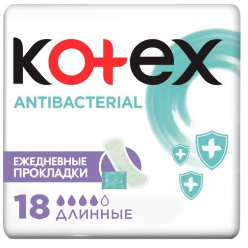 Котекс Ежедневные антибактериальные длинные прокладки, 18 шт (Kotex, Ежедневные)