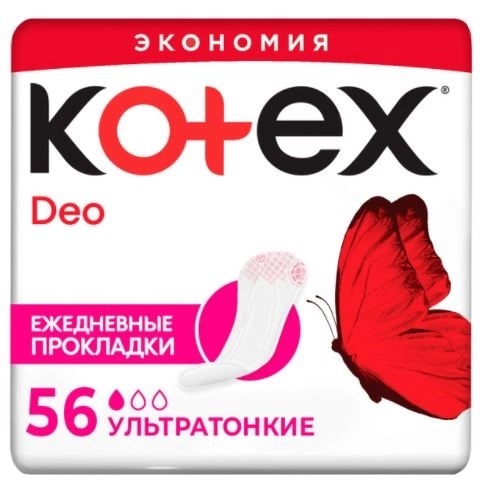 Котекс Ежедневные ароматизированные ультратонкие прокладки Deo, 56 шт (Kotex, Ежедневные)
