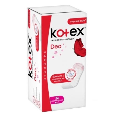 Котекс Ежедневные ароматизированные ультратонкие прокладки Deo, 56 шт (Kotex, Ежедневные), фото-2