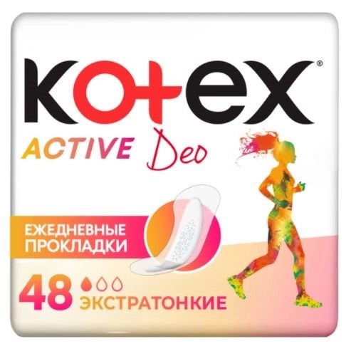 Котекс Ежедневные экстратонкие прокладки Active Deo, 48 шт (Kotex, Ежедневные)