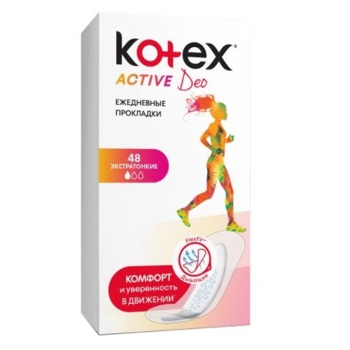 Котекс Ежедневные экстратонкие прокладки Active Deo, 48 шт (Kotex, Ежедневные), фото-2