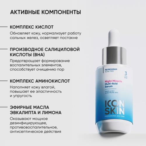 Айкон Скин Ночная мультикислотная сыворотка Night Miracle, 30 мл (Icon Skin, Re:Program), фото-5
