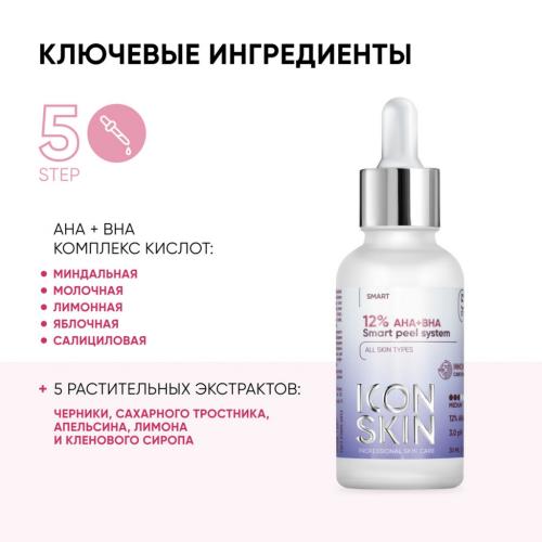 Айкон Скин Пилинг Aha+Bha 12%, 30 мл (Icon Skin, Smart), фото-4