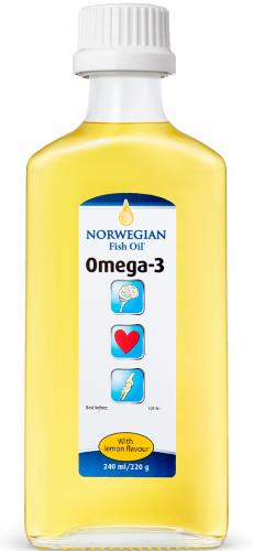 Норвегиан Фиш Ойл Омега 3 со вкусом лимона, 240 мл (Norwegian Fish Oil, Омега 3)