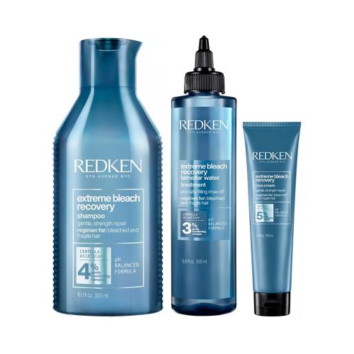 Редкен Набор для осветленных и ломких волос Extreme Bleach (шампунь 300 мл + ламеллярная вода 200 мл + несмываемый крем 150 мл) (Redken, Уход за волосами, Extreme Bleach Recovery)