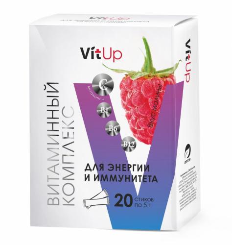 ВитАп Витаминный комплекс &quot;Источник энергии и иммунитета&quot; со вкусом малины, 20 стиков х 5 г (VitUp, )