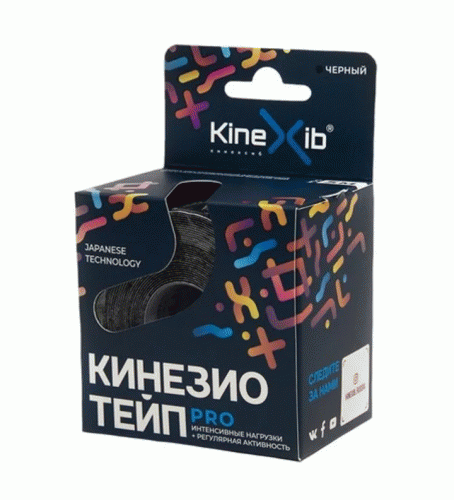 Кинезио тейп Pro 5 м х 5 см, черный (Тейпы)