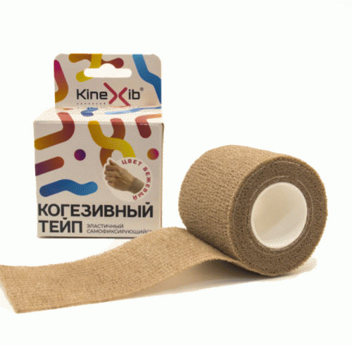 Когезивный тейп 5 см х 4,5 м, бежевый (Тейпы)