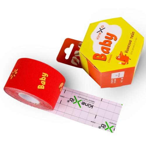 Кинезио тейп Classic Baby 4 см х 4 м красный, принт лиса (Kids), фото-2