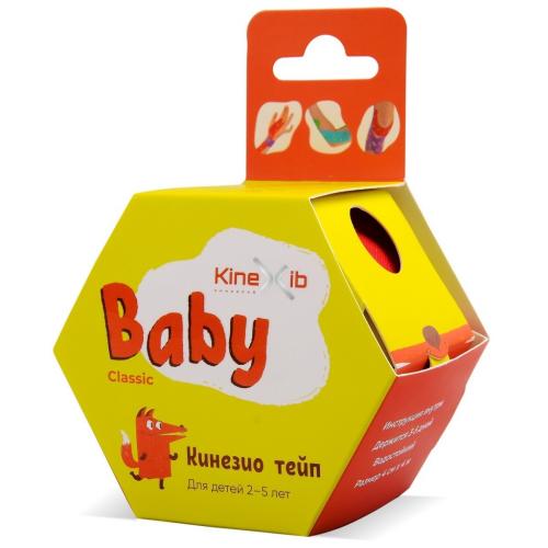 Кинексиб Кинезио тейп Classic Baby 4 см х 4 м красный, принт лиса (Kinexib, Kids), фото-3