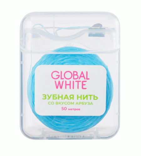 Глобал Уайт Вощеная зубная нить со вкусом арбуза, 50 м (Global White, Поддержание результата), фото-3