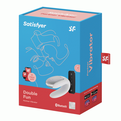 Сатисфаер Парный вибратор Double Fun с возможностью управления через пульт и приложение, белый (Satisfyer, )