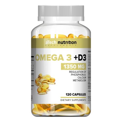 Комплекс &quot;Омега 3 + витамин D3&quot; 1350 мг, 120 мягких капсул