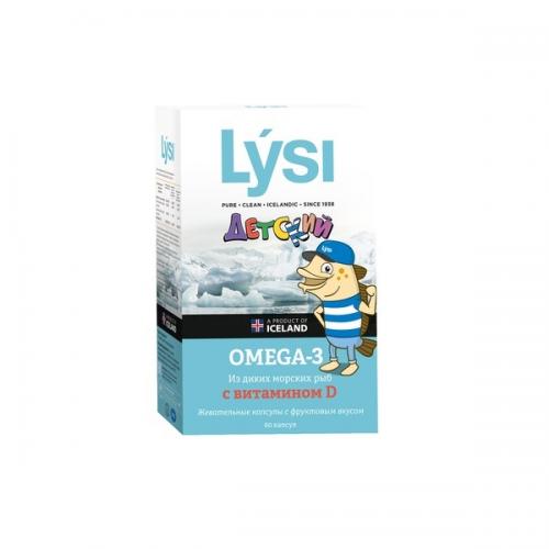 Лиси Детский комплекс омега-3 с витамином Д, 60 жевательных капсул (Lysi, )