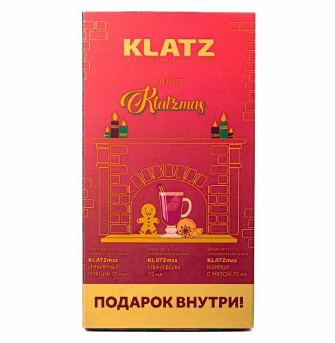 Клатц Набор зубных паст KLATZmas с рождественской свечой: Глинтвейн + Корица с мятой + Имбирный пряник, 3 х 75 мл (Klatz, Рождественская серия)