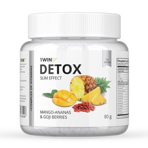 1Вин Дренажный напиток Detox Slim Effect с ягодами годжи, вкус манго-ананас, 32 порции, 80 г (1Win, Detox)
