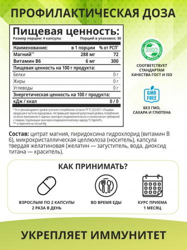 1Вин Комплекс &quot;Магния цитрат с витамином B6&quot;, 120 капсул (1Win, Vitamins & Minerals), фото-4