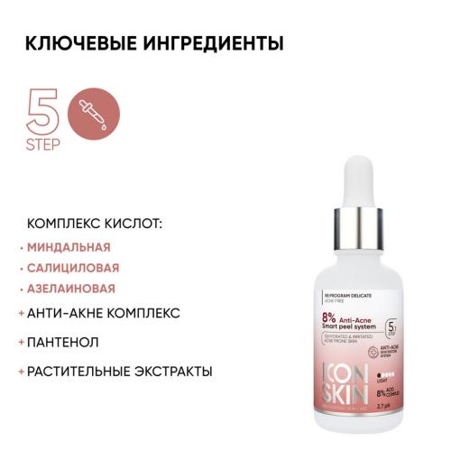 Айкон Скин Деликатный пилинг с 8% комплексом кислот для проблемной кожи лица, 30 мл (Icon Skin, Re:Program Delicate), фото-4