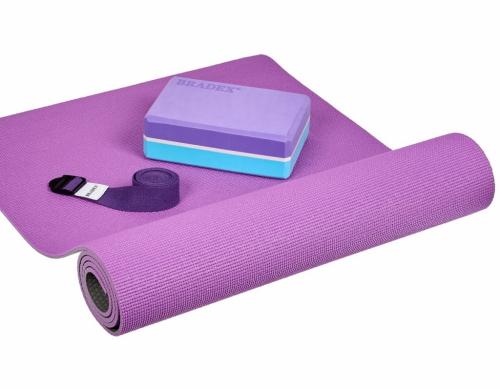 Брадекс Двухслойный коврик для йоги и фитнеса, фиолетовый, 173х61х0,6 см (Bradex, ), фото-7