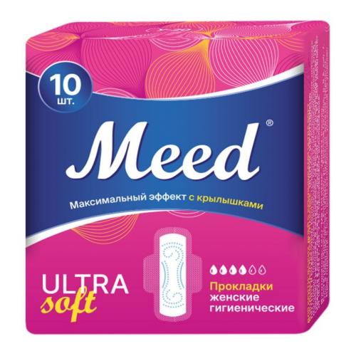Мид Ультратонкие прокладки с крылышками для критических дней Ultra Soft в индивидуальной упаковке, 10 шт (Meed, Гигиенические прокладки)