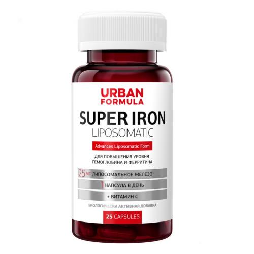 Урбан Формула Комплекс Super Iron для повышения уровня гемоглобина и ферритина, 25 капсул (Urban Formula, Forte)