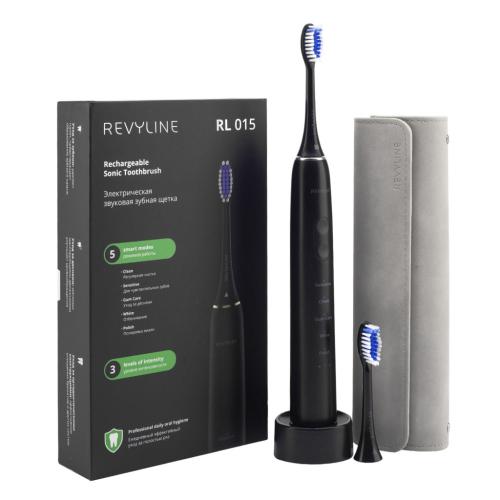 Ревилайн Электрическая звуковая зубная щетка RL 015, черная, 1 шт (Revyline, Электрические зубные щетки)