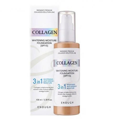 Энаф Осветляющий тональный крем для лица Collagen 3 In 1 Whitening Moisture Foundation SPF15, тон 13, 100 мл (Enough, )