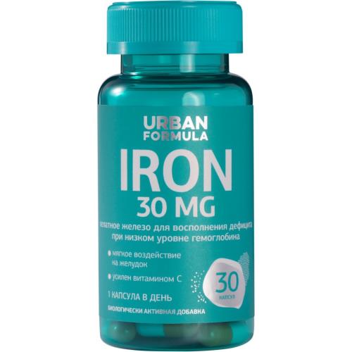 Урбан Формула Комплекс Iron для восполнения дефицита железа 30 мг, 30 капсул (Urban Formula, Basic)