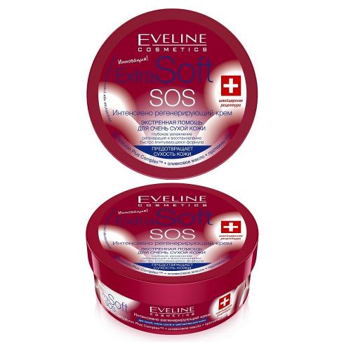 Эвелин Косметикс Интенсивно регенерирующий крем SOS для очень сухой кожи лица и тела, 200 мл (Eveline Cosmetics, Extra Soft), фото-2