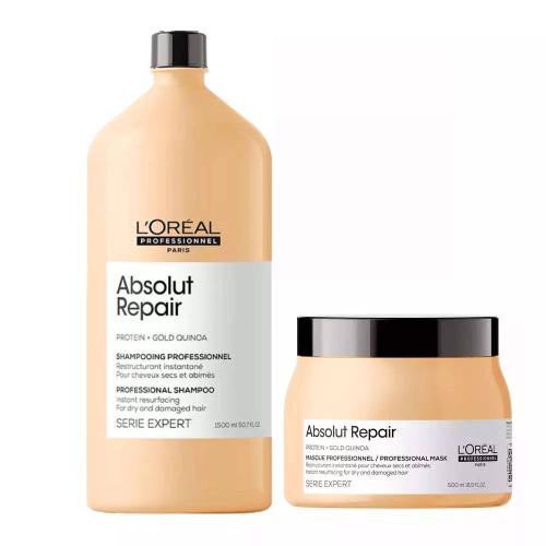 Лореаль Профессионель Набор Absolut Repair для восстановления поврежденных волос (шампунь 1500 мл + маска 500 мл) (L'Oreal Professionnel, Уход за волосами, Absolut Repair)