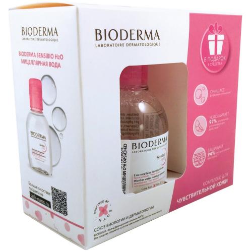 Биодерма Комплекс для чувствительной кожи (мицеллярная вода 100 мл + крем 2 х 5 мл + мицеллярный гель 8 мл + увлажняющий гель 2 мл) (Bioderma, Sensibio), фото-4