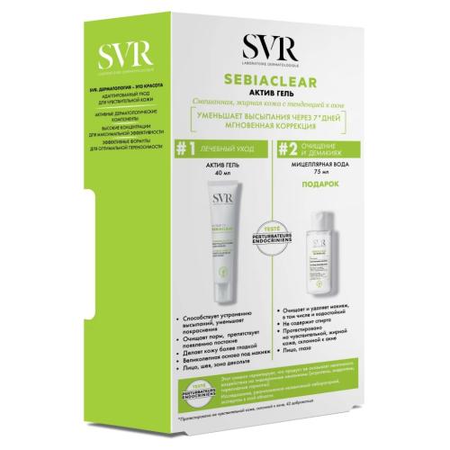 СВР Набор Sebiaclear Active Set (актив гель - уход 40 мл + мицеллярная вода 75 мл) (SVR, Sebiaclear), фото-2