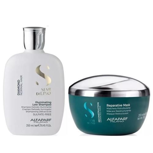 Алфапарф Милано Набор для восстановления волос (шампунь, 250 мл + маска, 200 мл) (Alfaparf Milano, Diamond)