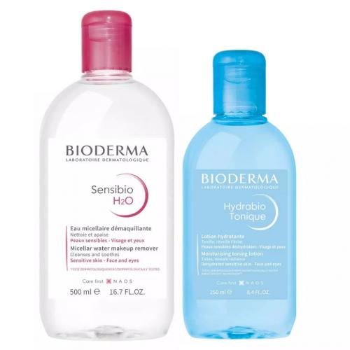 Биодерма Набор для ежедневного очищения кожи (лосьон, 250 мл + мицеллярная вода, 500 мл) (Bioderma, Sensibio)