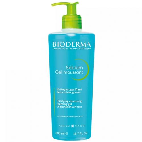 Биодерма Набор для очищения жирной кожи (гель, 500 мл + мицеллярная вода, 500 мл) (Bioderma, Sebium), фото-2
