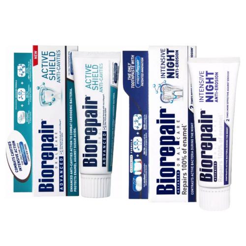 Биорепейр Набор зубных паст для защиты эмали, 2х75 мл (Biorepair, Отбеливание и лечение)