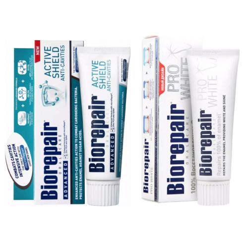 Биорепейр Набор зубных паст для защиты эмали и сохранения белизны зубов, 2х75 мл (Biorepair, Отбеливание и лечение)