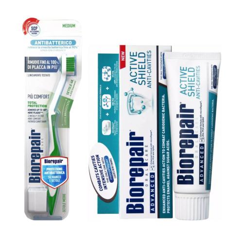 Биорепейр Набор для защиты эмали (зубная паста 75 мл + зубная щетка) (Biorepair, Отбеливание и лечение)