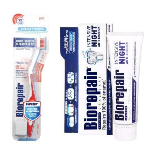Биорепейр Набор для ночного восстановления зубов (зубная паста 75 мл + зубная щетка) (Biorepair, Ежедневная забота)