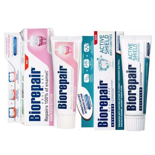 Биорепейр Набор зубных паст для защиты эмали и десен, 2х75 мл (Biorepair, Отбеливание и лечение)