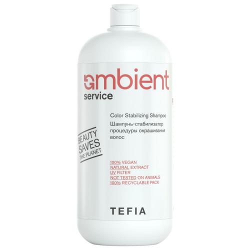 Тефия Шампунь-стабилизатор процедуры окрашивания волос Color Stabilizing Shampoo, 1000 мл (Tefia, Ambient, Service)