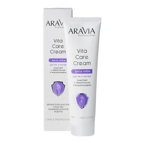 Аравия Профессионал Вита-крем для рук и ногтей защитный Vita Care Cream с пребиотиками и ниацинамидом, 100 мл (Aravia Professional, SPA маникюр)