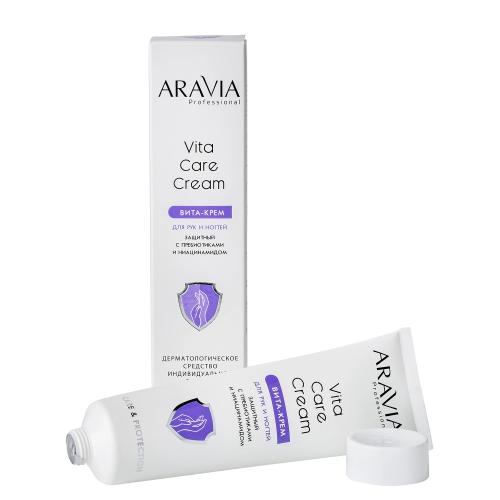 Аравия Профессионал Вита-крем для рук и ногтей защитный Vita Care Cream с пребиотиками и ниацинамидом, 100 мл (Aravia Professional, SPA маникюр), фото-2