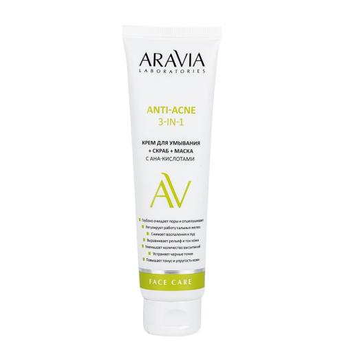 Аравия Лабораторис Крем для умывания с AHA-кислотами 3 в 1 Anti-Acne, 100 мл (Aravia Laboratories, Уход за лицом), фото-2