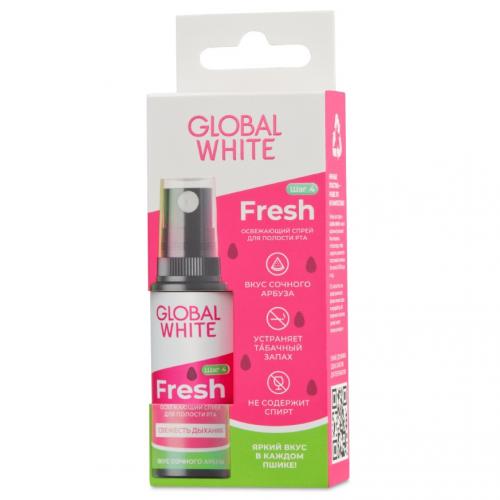 Глобал Уайт Освежающий спрей для полости рта Fresh со вкусом арбуза, 15 мл (Global White, Поддержание эффекта отбеливания), фото-3