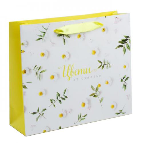 Пакет ламинированный горизонтальный «Цвети от счастья» ML 27 × 23 × 11,5 см (Подарочная упаковка, Пакеты)
