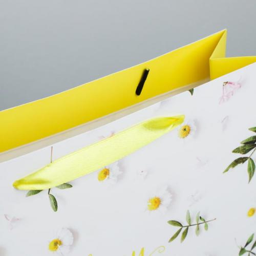 Пакет ламинированный горизонтальный «Цвети от счастья» ML 27 × 23 × 11,5 см (Подарочная упаковка, Пакеты), фото-4