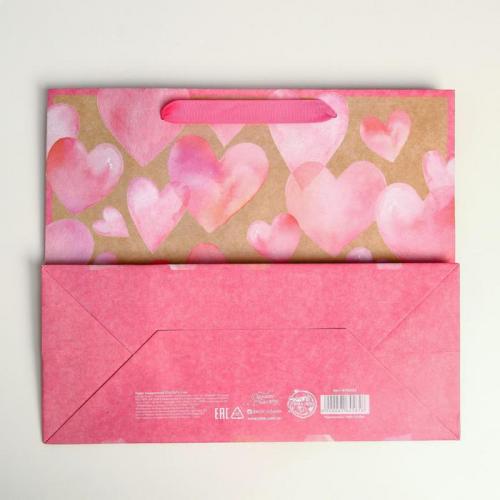 Пакет крафтовый горизонтальный With Love ML 27 × 23 × 11,5 см (Подарочная упаковка, Пакеты), фото-4