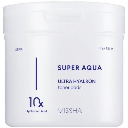 Миша Увлажняющие тонер-пэды для лица Ultra Hyalron, 90 шт (Missha, Super Aqua)