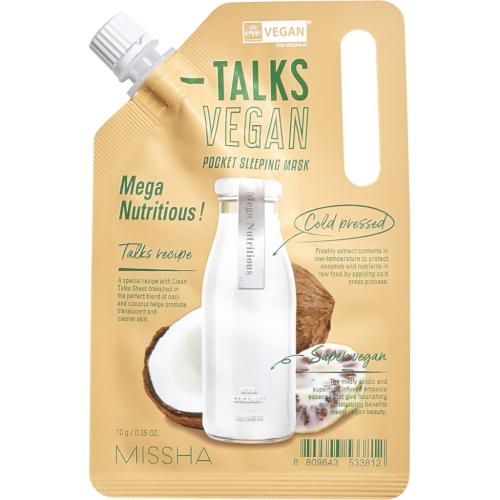 Миша Кремовая маска-энерджайзер Mega Nutritious с экстрактами нони и кокоса, 10 г (Missha, Маски, Talks Vegan Squeeze)